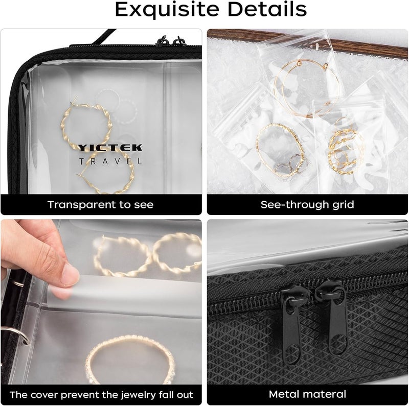 YICTEK Clear Travel Size Jewelry Organizer Bag with 10 Pcs See-through And large Capacity Jewelry Storage Book Organizer Binder Pages for Necklaces, Earrings, Rings, Bracelets - Image 4